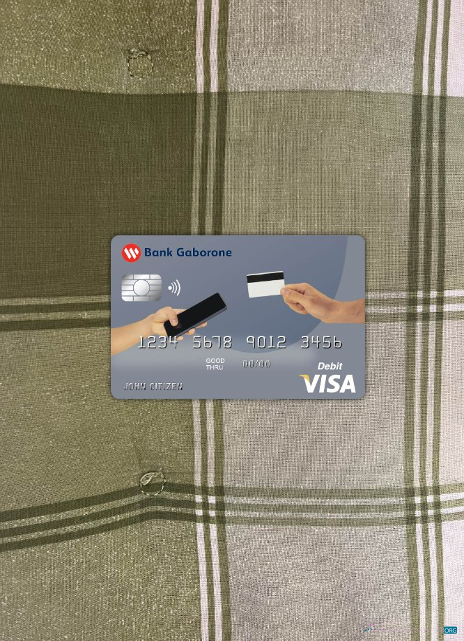 Download Botswana Bank Gaborone visa card photolook front Photoshop template